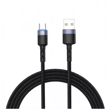 Datakabel Tellur USB naar Type-C LED nylon gevlochten 1,2 m zwart