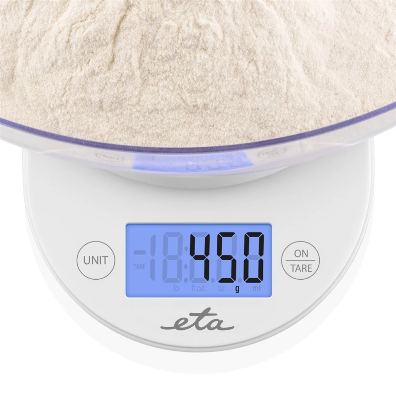 ETA | keukenweegschaal met kom | ETA577090000 Mari | verdeling 1 g | displaytype LCD | wit