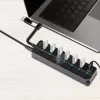 USB 3.2 Gen 1-hub, 7 poorts met aan-/uitschakelaar, zwart