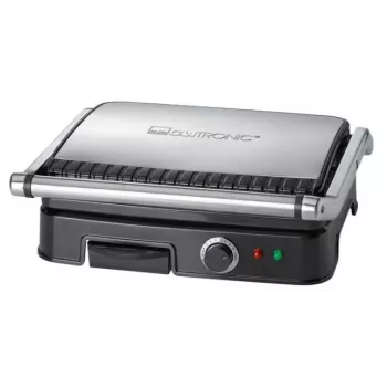 Clatronic KG 3487 elektrische grill (2000W tafelgrill, zwart en zilver)
