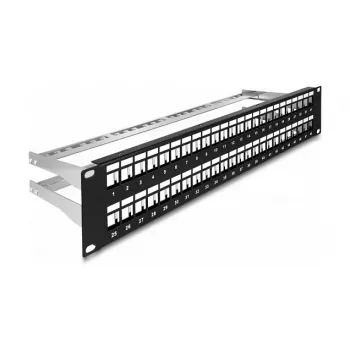 DeLOCK 19 inch Keystone patchpanel 48 poorten met trekontlasting 2U zwart
