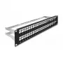 DeLOCK 19 inch Keystone patchpanel 48 poorten met trekontlasting 2U zwart