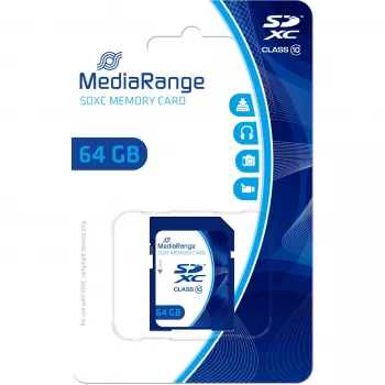 MediaRange - flashgeheugenkaart - 64GB - Class 10 - SDXC - blauw (MR965)