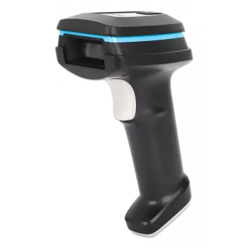 Manhattan 2D Long Range LED barcodescanner, USB, 450mm scandiepte, max. omgevingslicht 100.000 lux (zonlicht), ondersteunt symbologieën - 1D (x21 versies) en 2D (x10 versies), scanner RJ45 naar USB 1,8m kabel (meest voorkomende type, USB-A), zwart, 3 jaar garantie