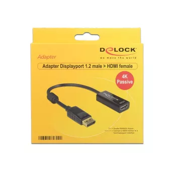 DeLOCK - video-/audioadapter - DisplayPort / HDMI - DisplayPort (M) - HDMI, 19-polig (W) - 20 cm - (DisplayPort 1.2) - zwart (62609)