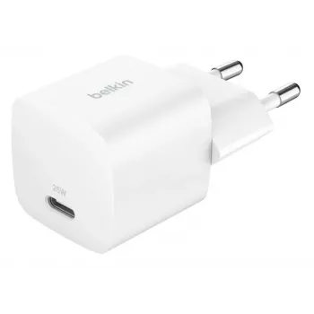Oplader Belkin BoostCharge 25W USB-C PD (binnen AC) wit — voor draagbare spelcomputers, smartphones, tablets