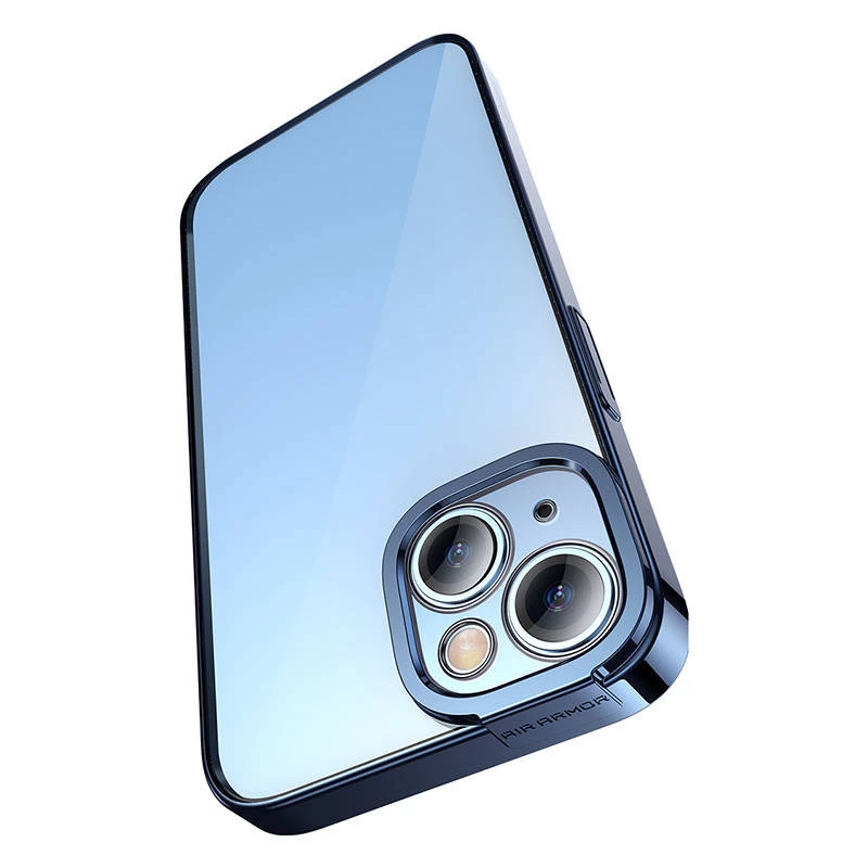 Beschermhoes en pantserglas-set Baseus voor iPhone 14 Plus – glitter transparant blauw