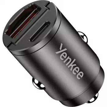 Autolader YENKEE CAR 02 Power Delivery 30W met USB-A- en USB-C-aansluitingen