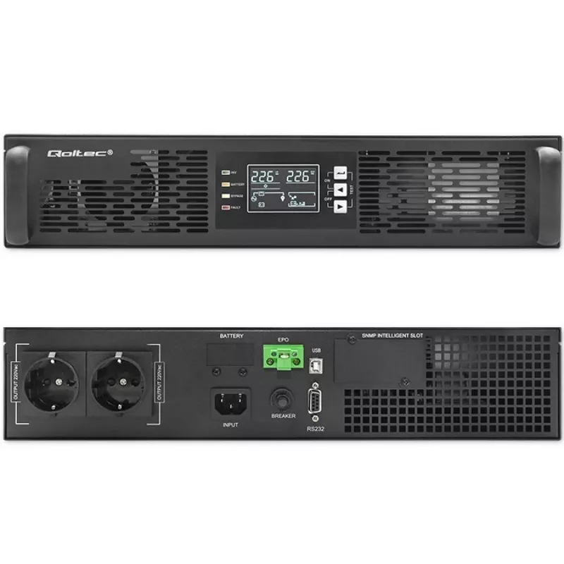 Qoltec 52285 UPS (uninterruptible power supply) dubbelconversie (online) 1 kVA 1000 W 2 AC-uitgangen