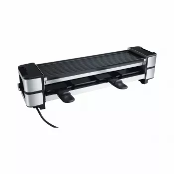 Gietijzeren raclette RC 140 zwart/rvs, 600 watt, omkeerbare grillplaat