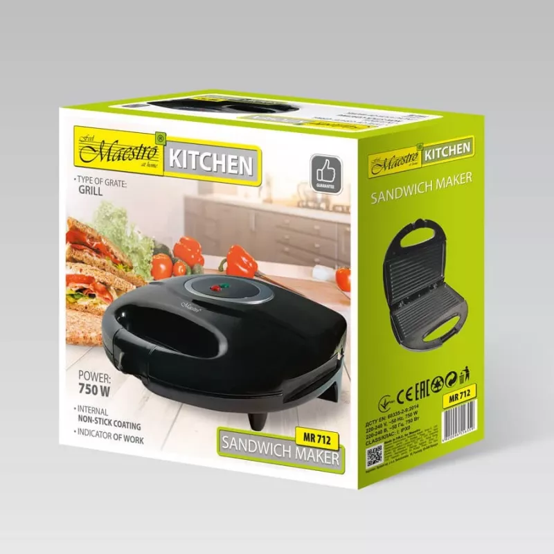 Broodrooster Maestro MR-712 2-slice, 7 bruiningsstanden, 750 W, zwart