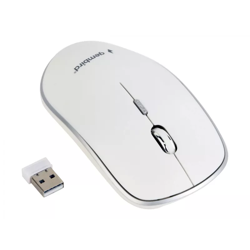 Draadloze muis GEMBIRD MUSW-4B-01-W, dubbelhandig, optisch 1600 DPI, 4 knoppen, RF Wireless, wit