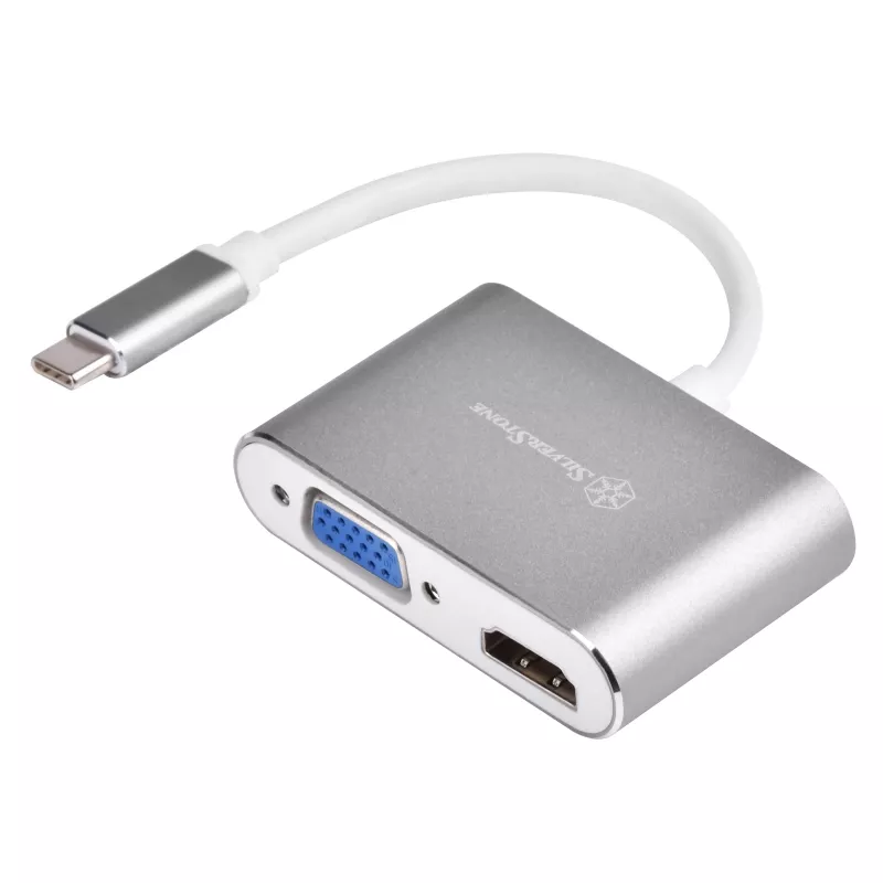 Externe video-adapter SILVERSTONE EP16 USB-C 3.1 met HDMI- en VGA-uitgangen