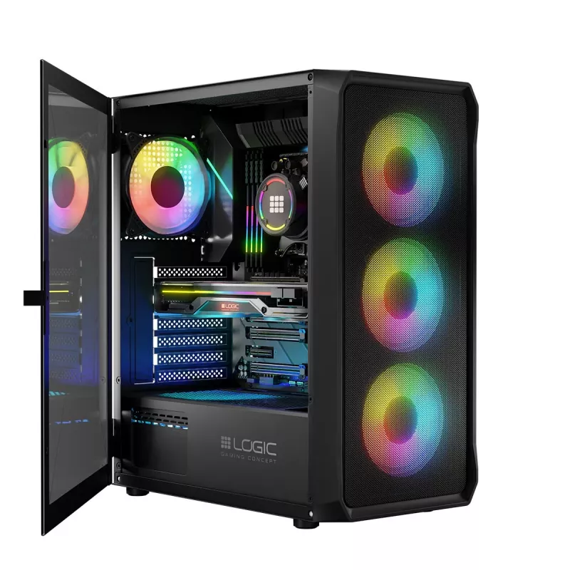 LOGIC CONCEPT Portos ARGB ATX mid-tower behuizing, zwart