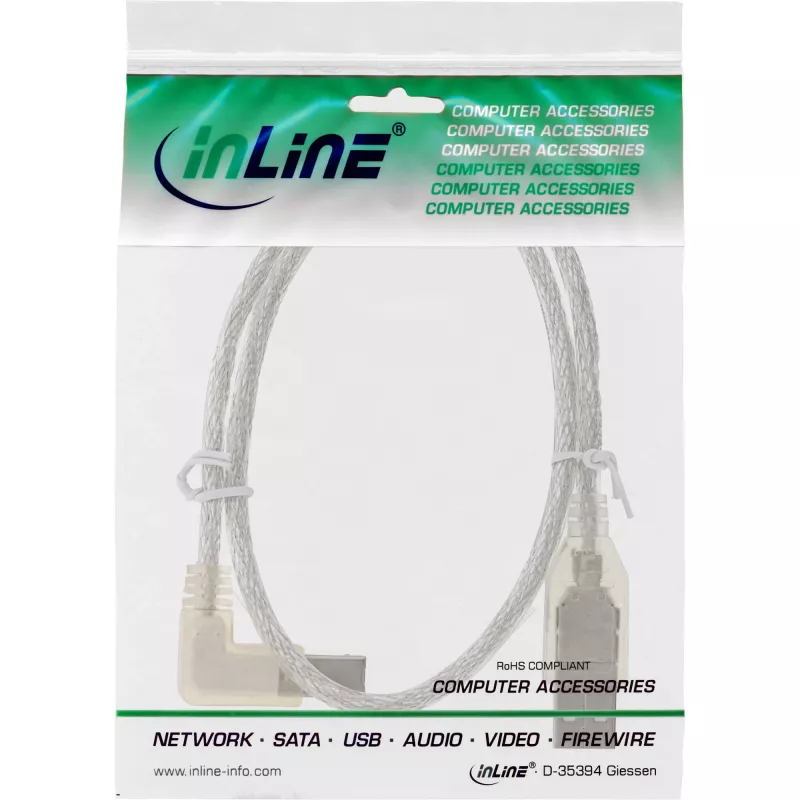Microconnect USBAB5ANGLED-L USB-kabel USB 2.0 5 m USB A USB B wit