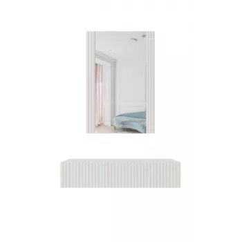 Kaptafel met spiegel cama meble PAFOS 80×41,6×100 cm, wit mat, MDF-frame, 1 lade