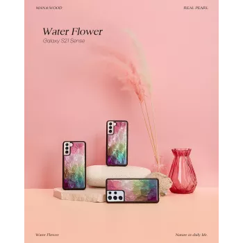 Smartphonehoesje iKins voor Samsung Galaxy S21+ — waterbloemenontwerp, zwart