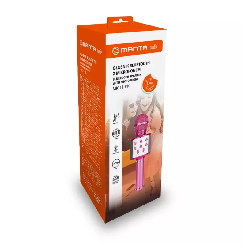 MANTA MIC11-PK microfoon roze — bedraad 3,5 mm jack, licht handapparaat