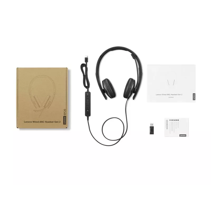 Lenovo 4XD1M45627 hoofdtelefoon/headset bedraad hoofdband USB Type-C zwart