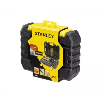 Handgereedschapset STANLEY STA88546 — 50-delige universele boren- en werkplaatsset met koffer, geschikt voor hout