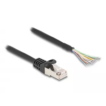 DeLOCK kabel RJ50-stekker naar open kabeleinden S/FTP 0,25 m zwart