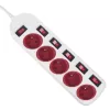 Maclean stekkerdoos, verlengsnoer 5 stopcontacten, met schakelaars, 250VAC/10A, 1.5m, MCE204 R/W