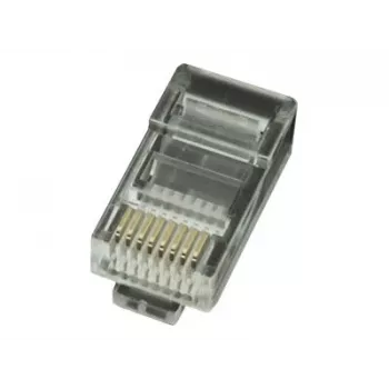 Modulaire stekker 8P8C voor vaste LAN-kabels CAT5, UTP, 10 stuks per zakje | Modulaire 8P8C RJ45-stekker, 30µ” verguld, 3-tands binnencontacten voor vaste LAN-kabels