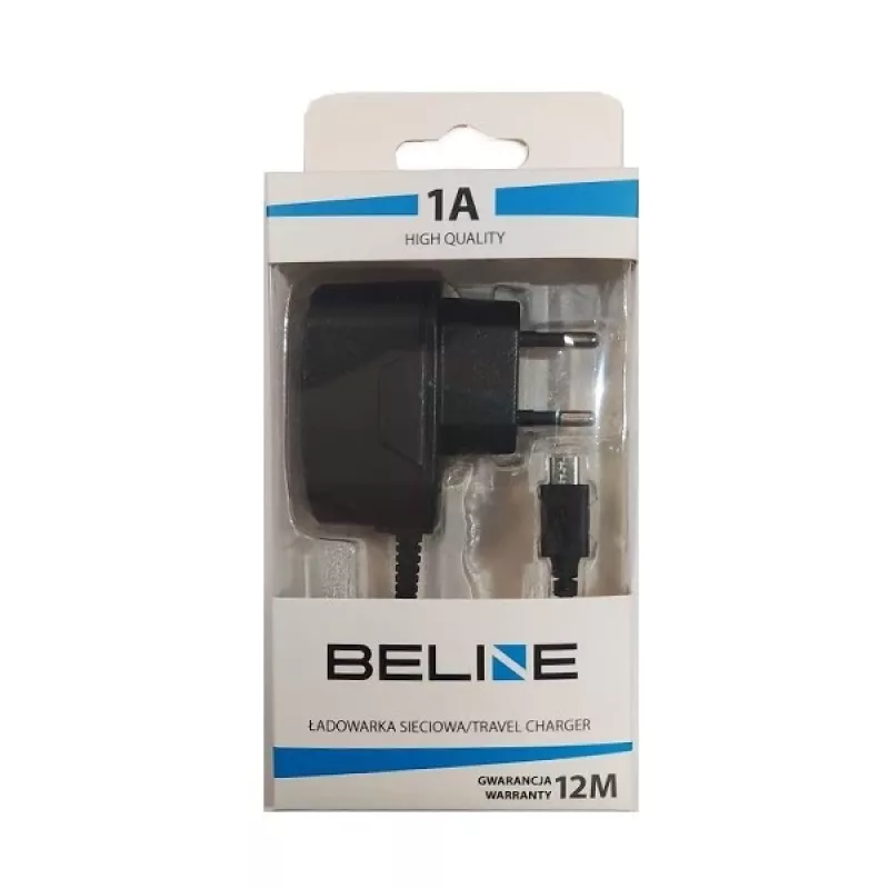 Reisoplader Beline Beli0013 microUSB 1A zwart – compacte 1A USB-wandvoeding
