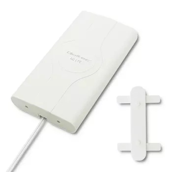 Rondstraalantenne QOLTEC 57013, 0,6–2,7 GHz, 30 dBi, verticale polarisatie, 50 Ω, witte ABS-behuizing
