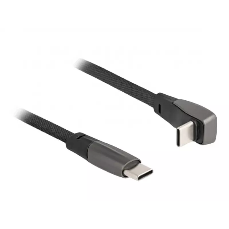 DeLOCK USB 2.0 flatcable USB Type-C stekker naar USB Type-C stekker haaks PD 3.0 60 W 14 cm zwart