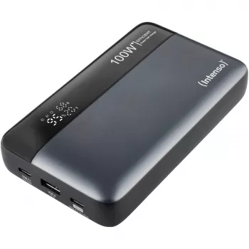 Powerbank INTENSO 7350050 — 20000 mAh, 1× USB-A + 2× USB-C, 100 W totale uitgangsvermogen, zwart/grijs