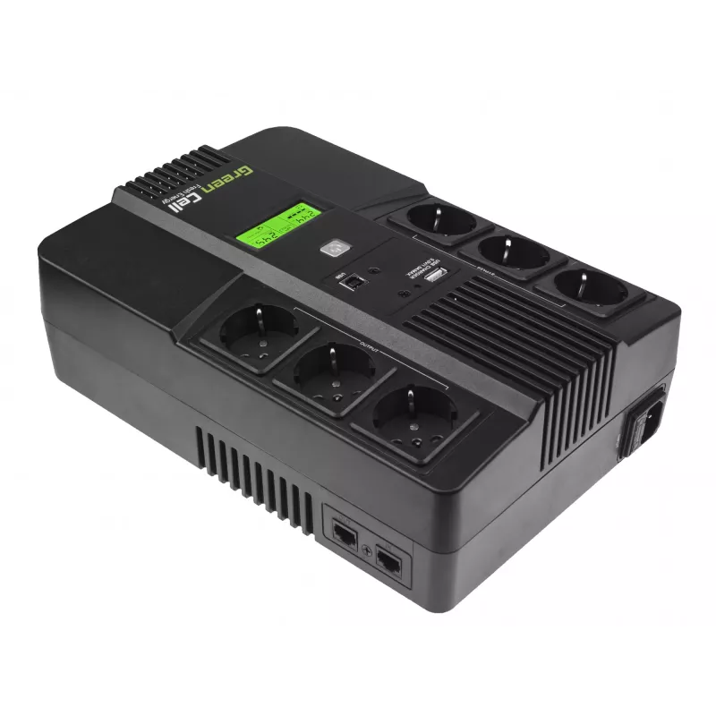 Green Cell AiO 800VA LCD UPS noodstroomvoeding, line-interactive, 0,8 kVA, 480 W, 6 AC-stopcontacten