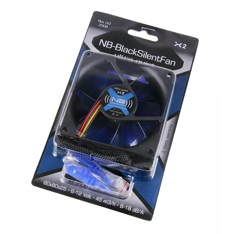 Noiseblocker BlackSilentFan X2 ITR-X-2 behuizingsventilator, 80 x 80 x 25 mm
