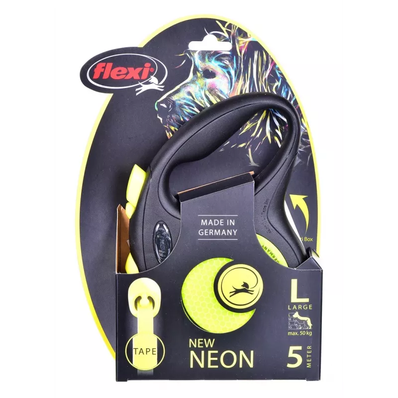 FLEXI nieuw Neon L – rolriem – 5 m