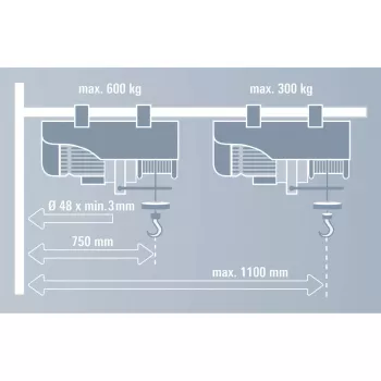 Zwenkarm GT-SA 1100, houder grijs, voor trekkoord