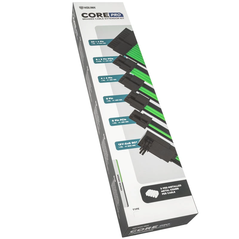 Kabelverlengset Kolink COREPRO-EK-12VT1-GRN 12V 2x6 Venom groen