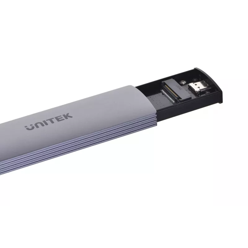 M.2 SSD-behuizing Unitek uDrive grijs — M.2 (2230/2242/2260/2280), NVMe/SATA III, USB-C 10 Gbit/s, aluminium