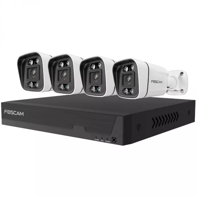 Foscam FNA108E-B4-2T videobewakingssysteem wit 4x 4K PoE bulletcamera, 1x 8-kanaals NVR