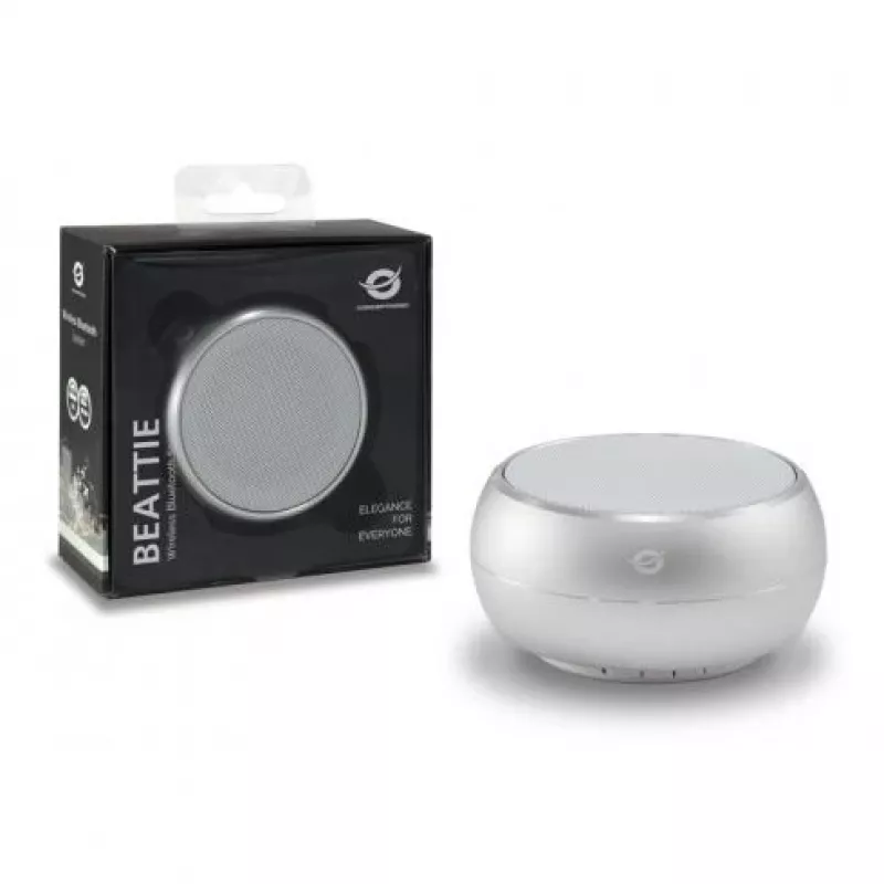 Conceptronic BEATTIE 01S draadloze Bluetooth-speaker, 3 W, Bluetooth 3.0+HS, ingebouwde microfoon, microSD, Micro-USB, zilver