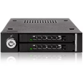 ICY DOCK - ToughArmor - MB992SK-B - SATA - adapter - 2x 2,5 inch > 3,5 inch - SATA 6 Gbit/s - veiligheidsslot - metaal - LED - tot 9,5 mm bouwhoogte