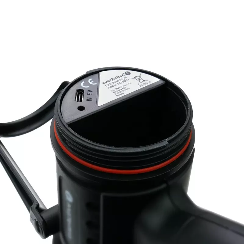 everActive SL-500R Hammer Oplaadbare LED-zoeklicht, 500 lm, IP67, USB-C, Zwart