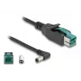 DeLOCK PoweredUSB-kabel stekker 12 V naar DC 5,5 x 2,5 mm stekker haaks 1 m