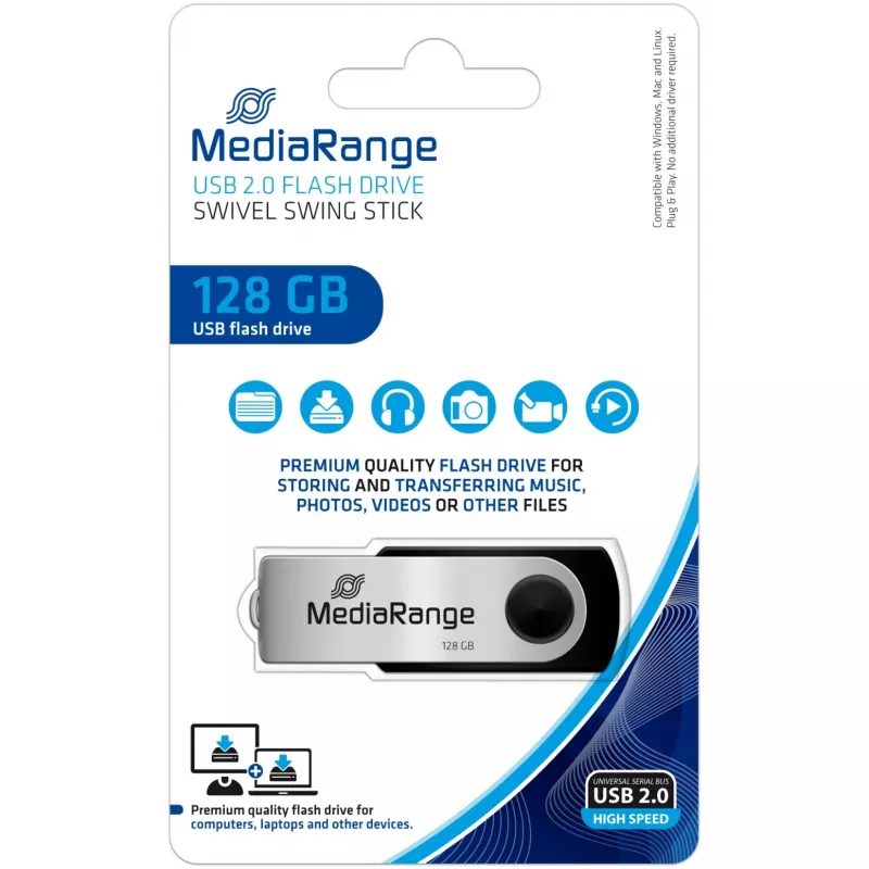 USB-flashdrive MediaRange 128 GB USB Type-A 2.0 MR913