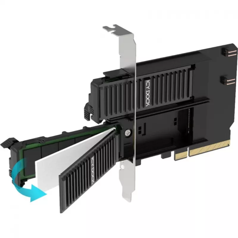 PCIe-adapterkaart icybox MB312M4P-B — 2× M.2 NVMe naar PCIe 4.0 x8 (bifurcatie)