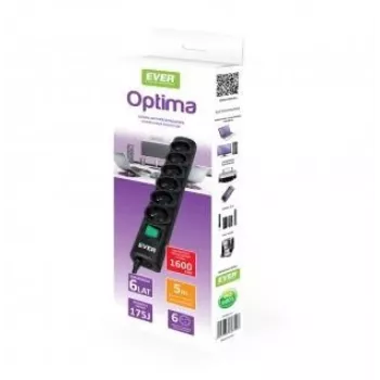 Ever Optima 5m zwart 6 AC-stopcontacten 250 V