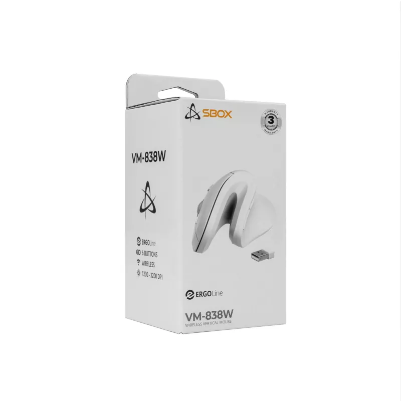 SBOX VM-838W verticale muis draadloos wit