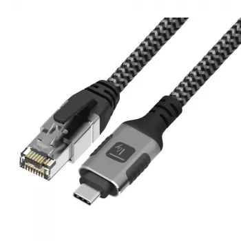 Techly ICOC U3C-RJ45-010 Netwerkkabel zilver, zwart 1 m Cat6 F/UTP (FTP)