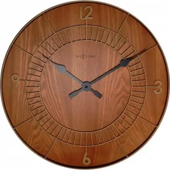 NeXtime klok 3113br Wood Round, Ø50 cm, wandklok, bruin