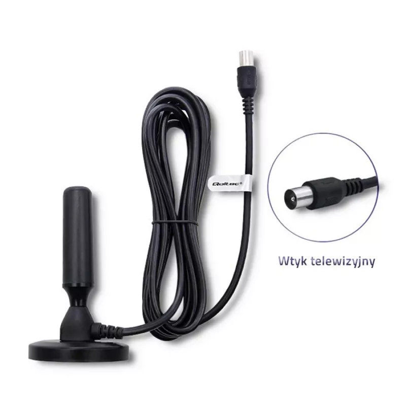 Binnen-TV-antenne QOLTEC 57016 DVB-T2 – compact ontwerp voor digitale terrestrische ontvangst