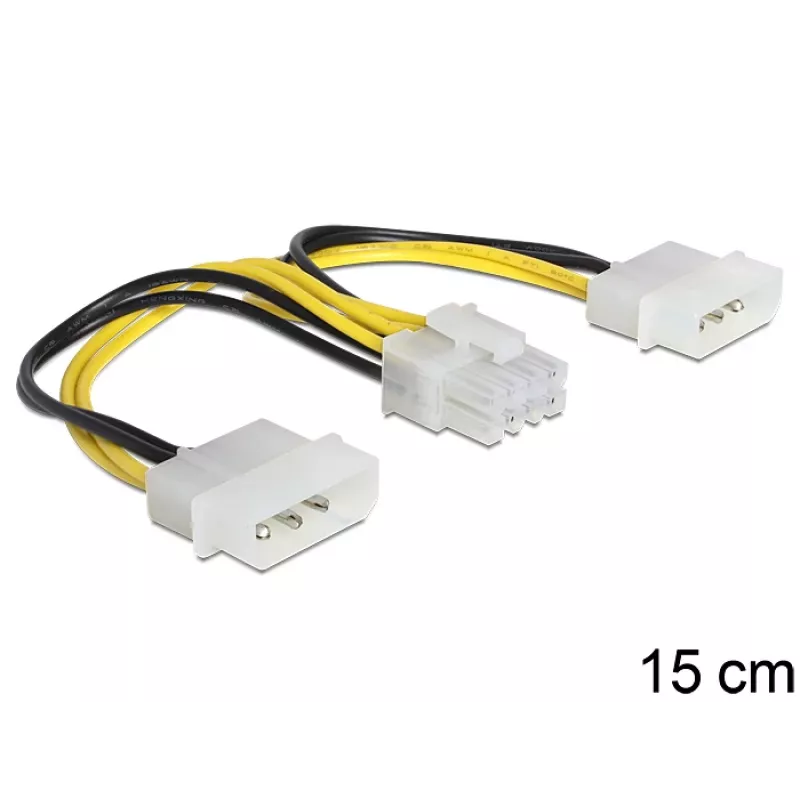 Interne stroomkabel DeLOCK 83410 0,15 m EPS 8-polig Molex 3-polig